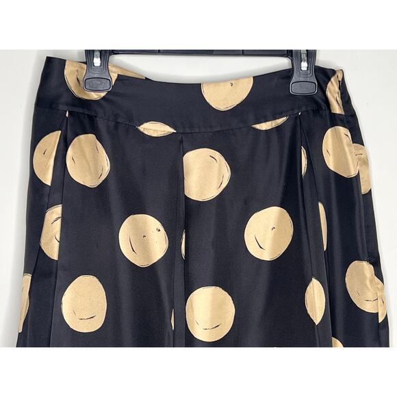 Kate Spade Holly Pleated Knee-Length A-Line Skirt Black & Cork Polka Dots 12 NWT - Picture 3 of 9